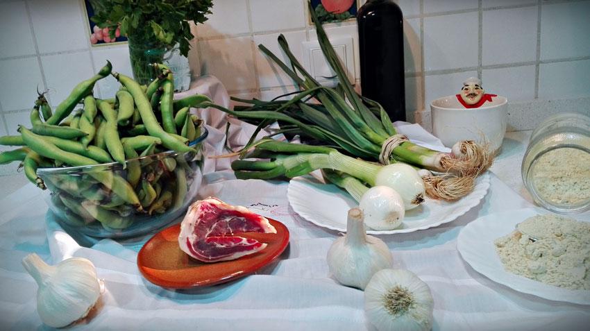 Elaboración habas con ajos frescos