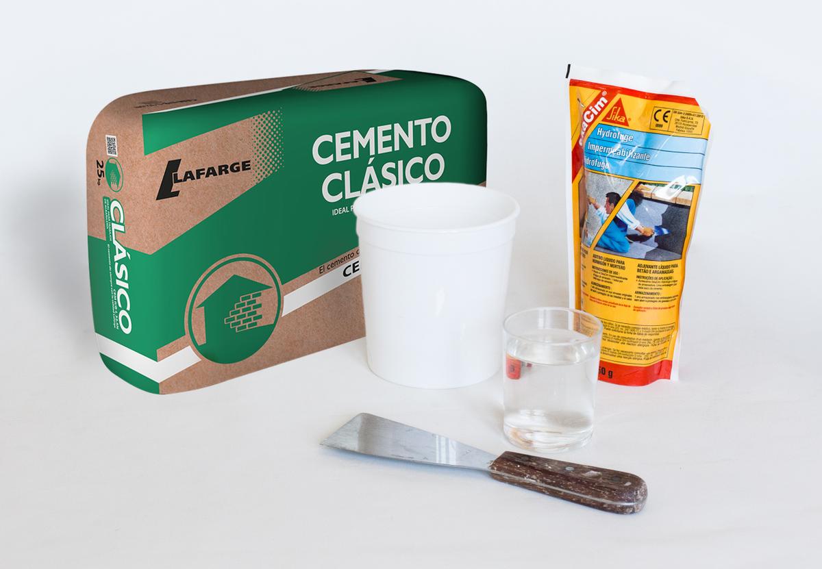 Materiales maceta cemento