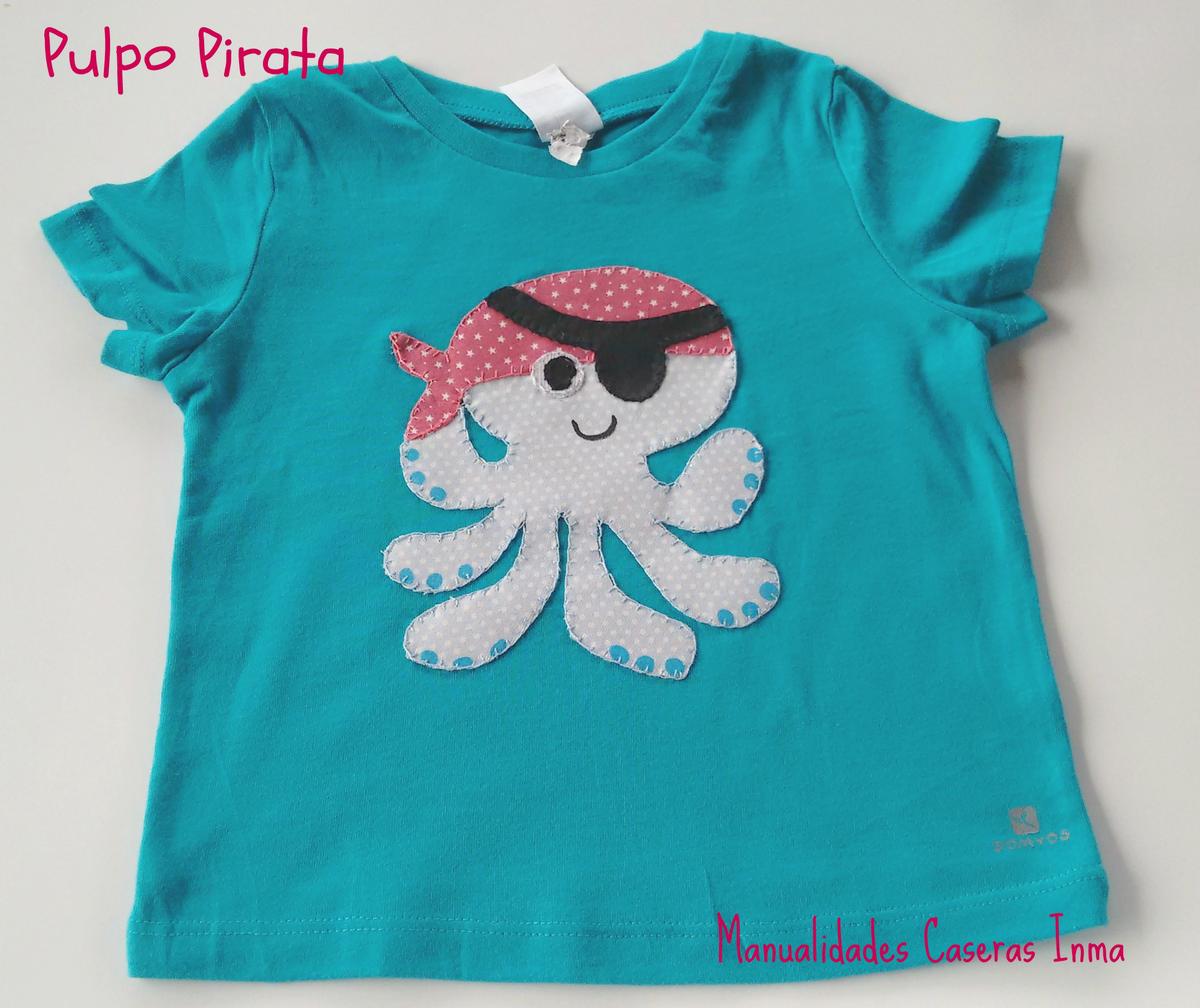 Manualidades Caseras Inma_ Camiseta niño Pulpo Pirata 