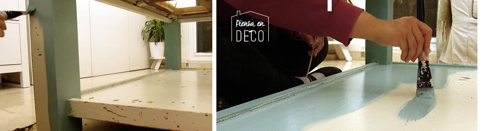 pintando la mesa con chalk paint 