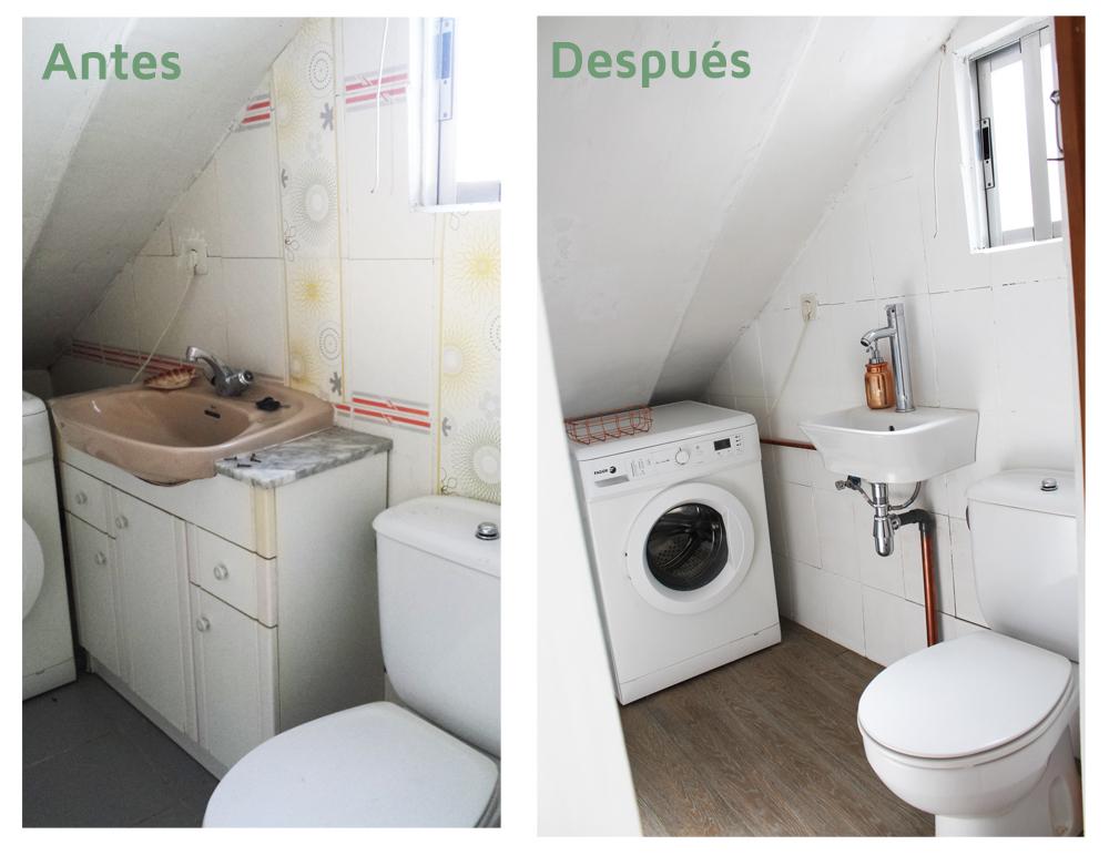 baño pequeño - antes y despues de un aseo sin obra