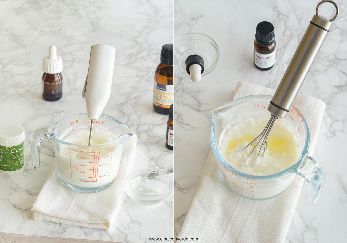 Imagen preparación receta crema corporal de rosas