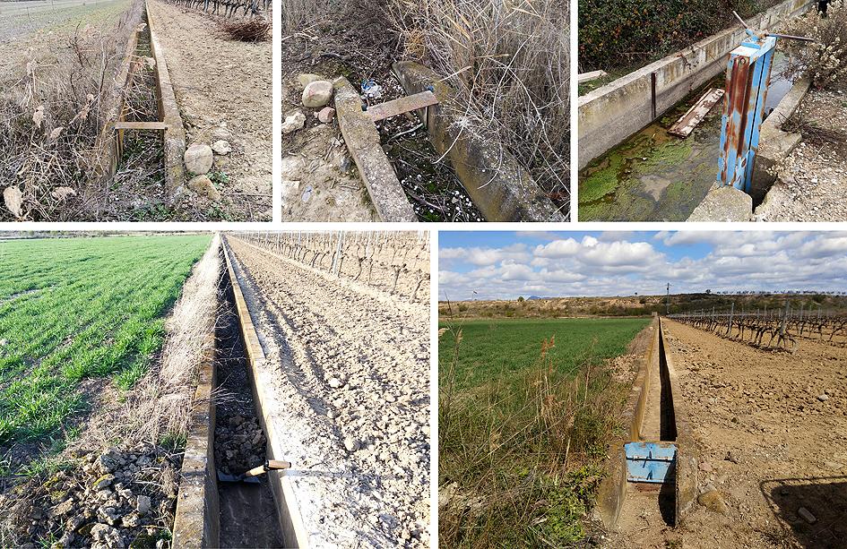 el canal de riego en la finca