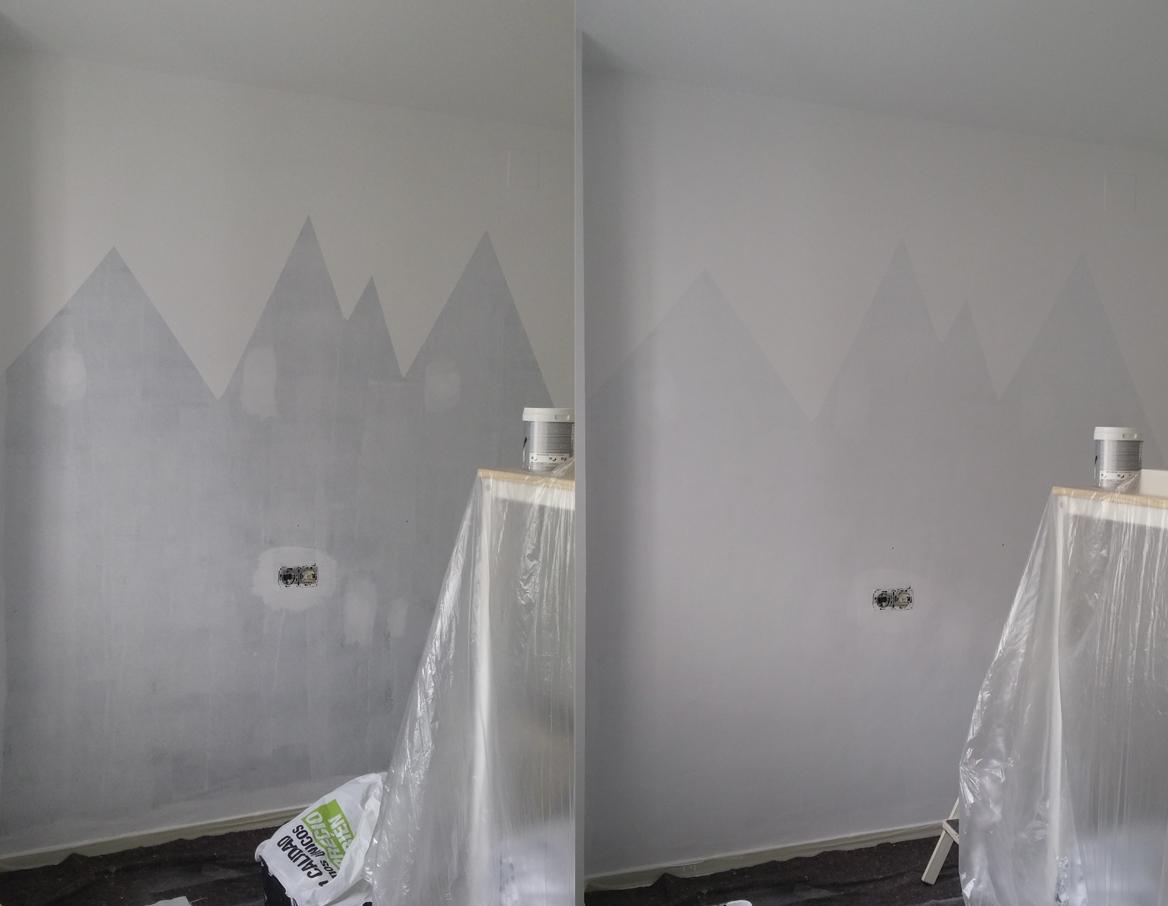 figuras geometricas en la pared de la habitación de los peques