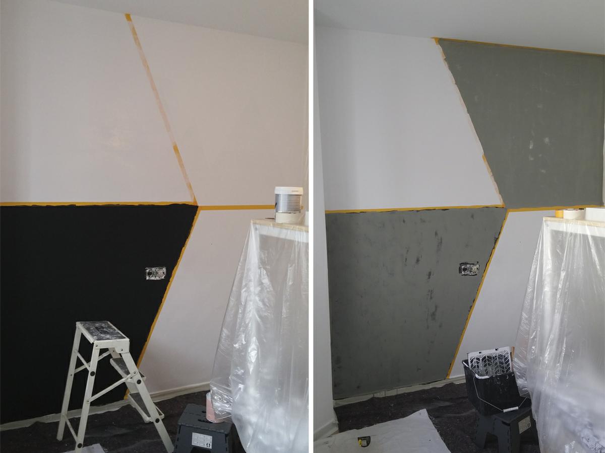 figuras geometricas en la pared de la habitación de los peques