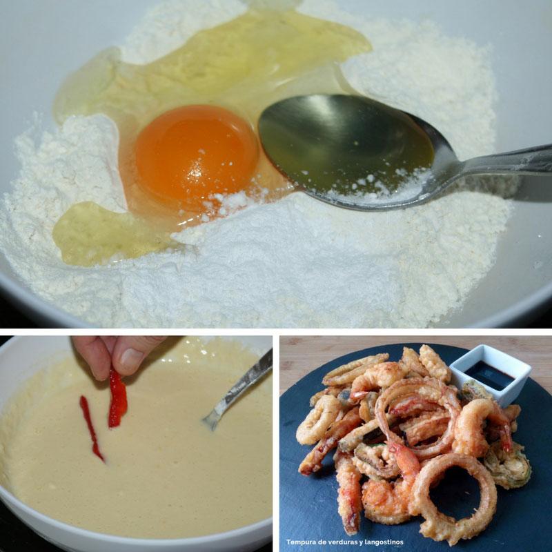 como preparar tempura de verduras y langostinos