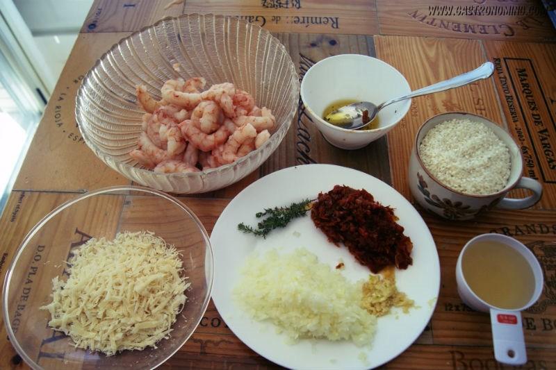 risotto de gambas y tomates semi secos
