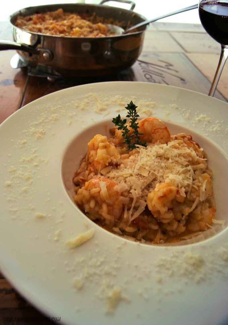 risotto de gambas y tomates semi secos