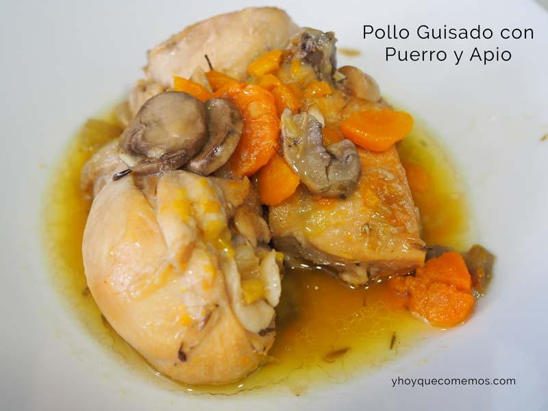 pollo guisado con puerro y apio