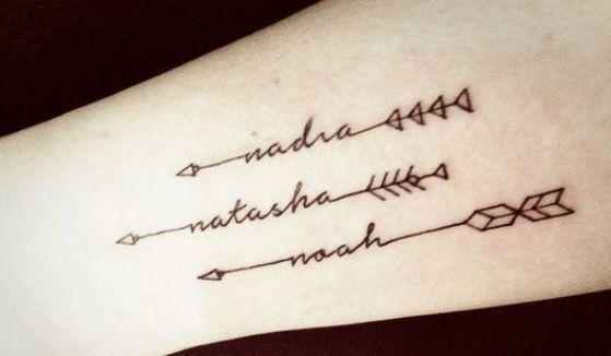 flechas con nombres tatuajes