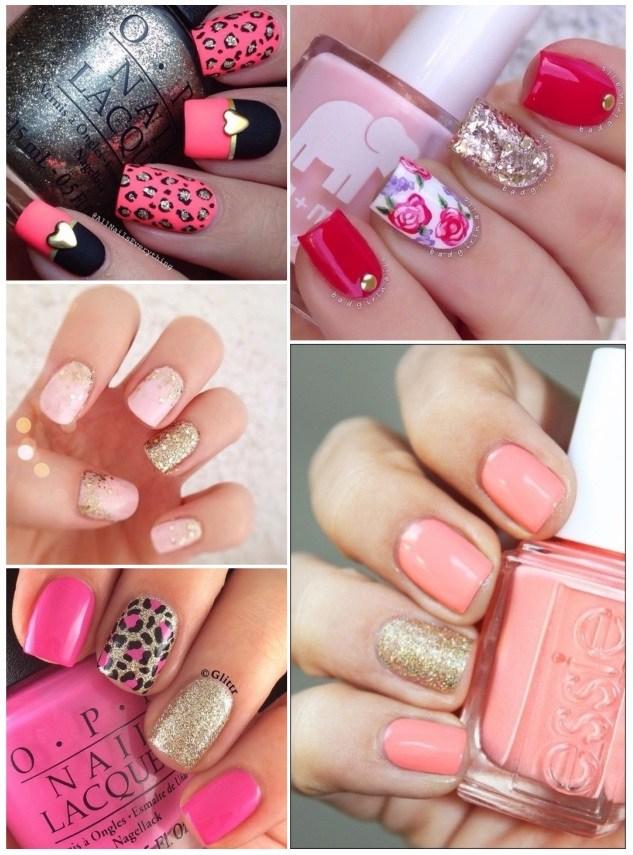 decoracion de uñas en tono rosa