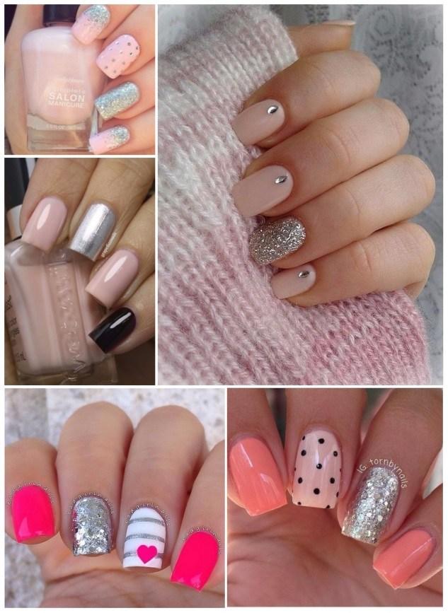 decoracion de uñas en color rosa pastel