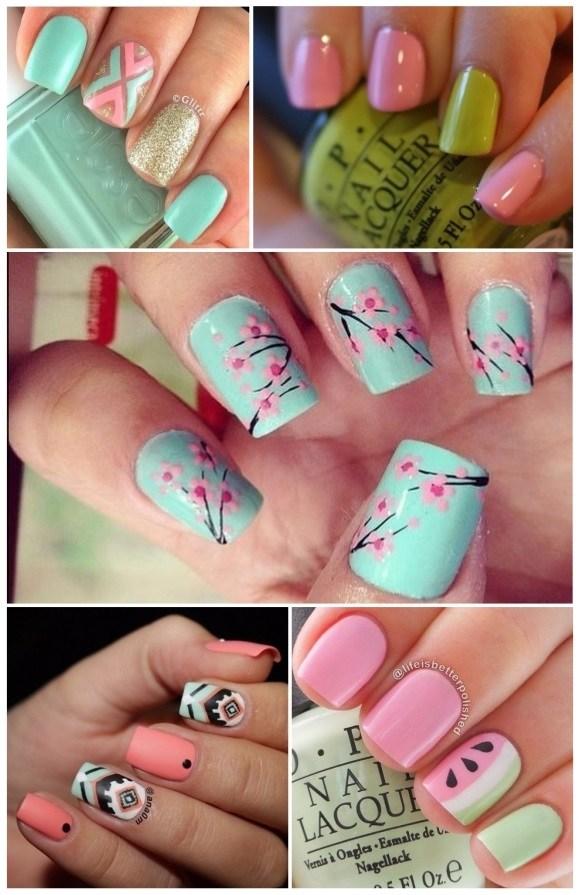 decoracion de uñas en color rosa claro