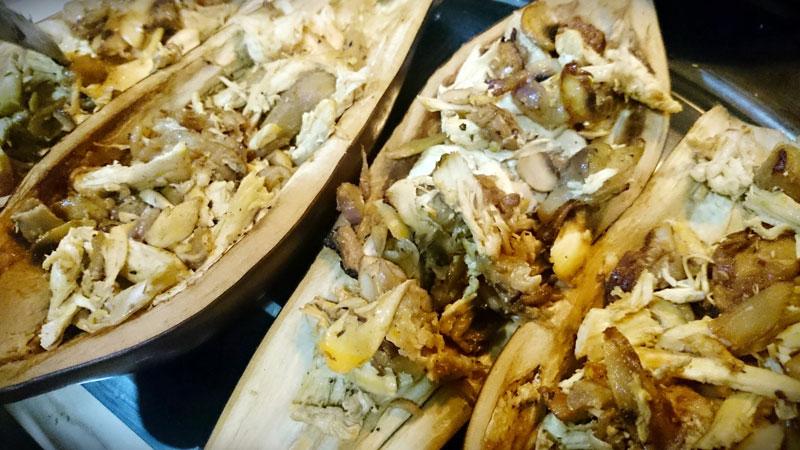 Pollo con berenjena y queso