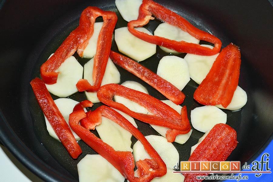 Gallegada, poner encima pimientos