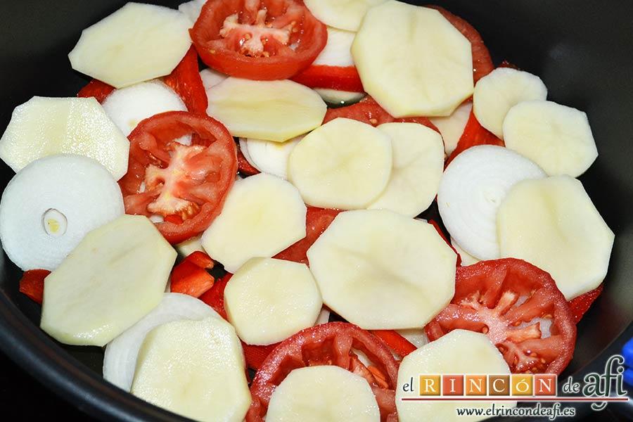 Gallegada, poner otra capa de papas