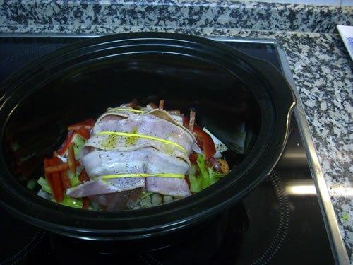 Lomo de cerdo con verduras en Crock-Pot