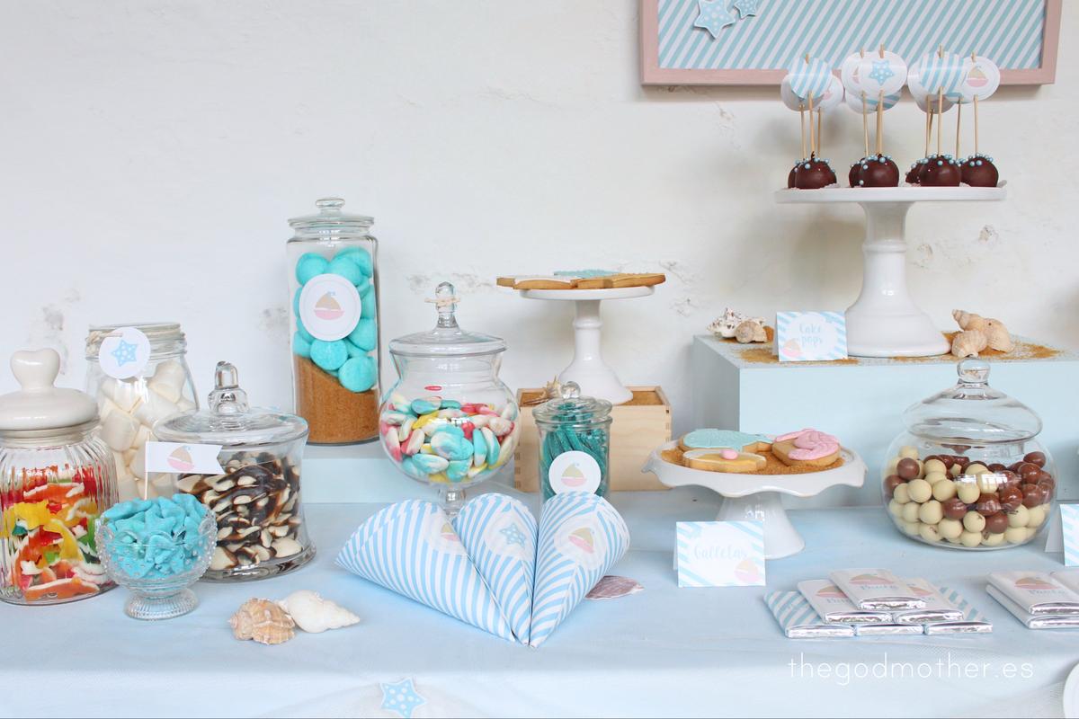 comunión marinera - comunion playa - mesa dulce temática bajo el mar 6