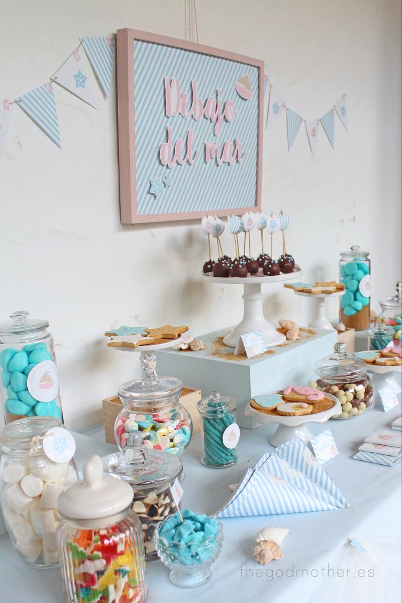 comunión marinera - comunion playa - mesa dulce temática bajo el mar 4