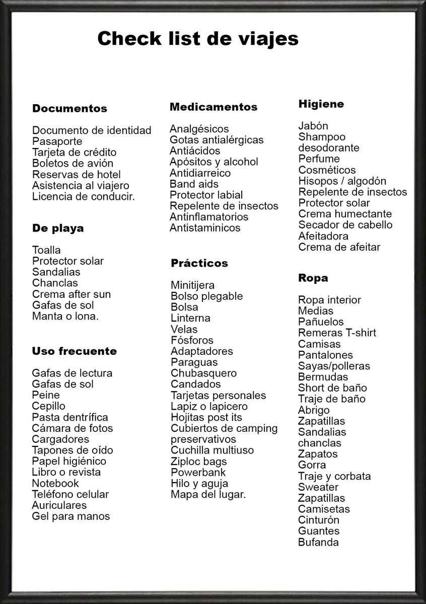 Imprime El Checklist Perfecto Para Tu Viaje | Entretenimiento