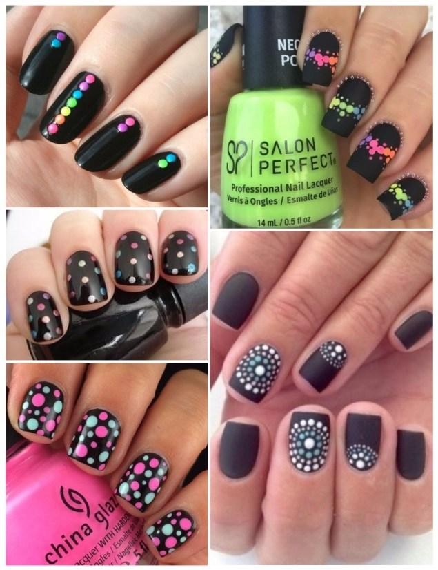 decoración de uñas rojas y negras