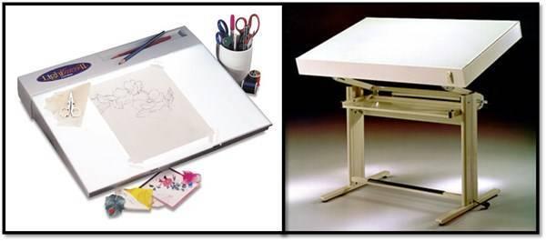 mesa de dibujo con luz