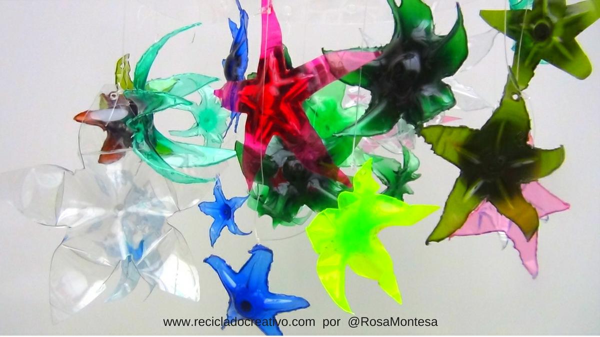 Estrellas de mar con botellas de plastico