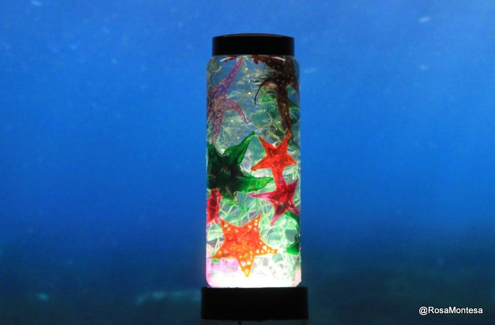 Estrellas de mar con botellas de plastico