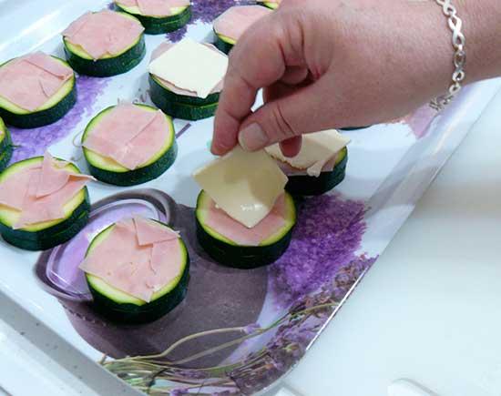 San Jacobos de calabacín, jamón y queso