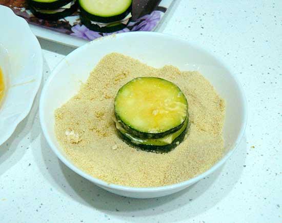 San Jacobos de calabacín, jamón y queso