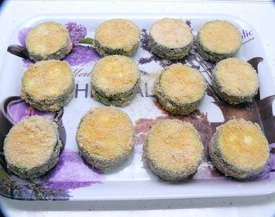 San Jacobos de calabacín, jamón y queso