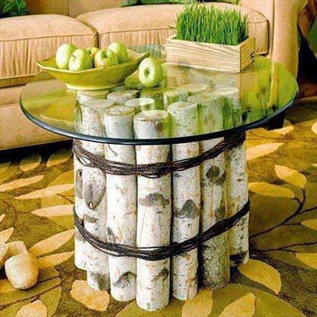 DIY Easy Hand Made Tree Branches With Glass Table