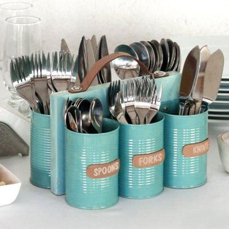 decoracion con latas recicladas para la cocina