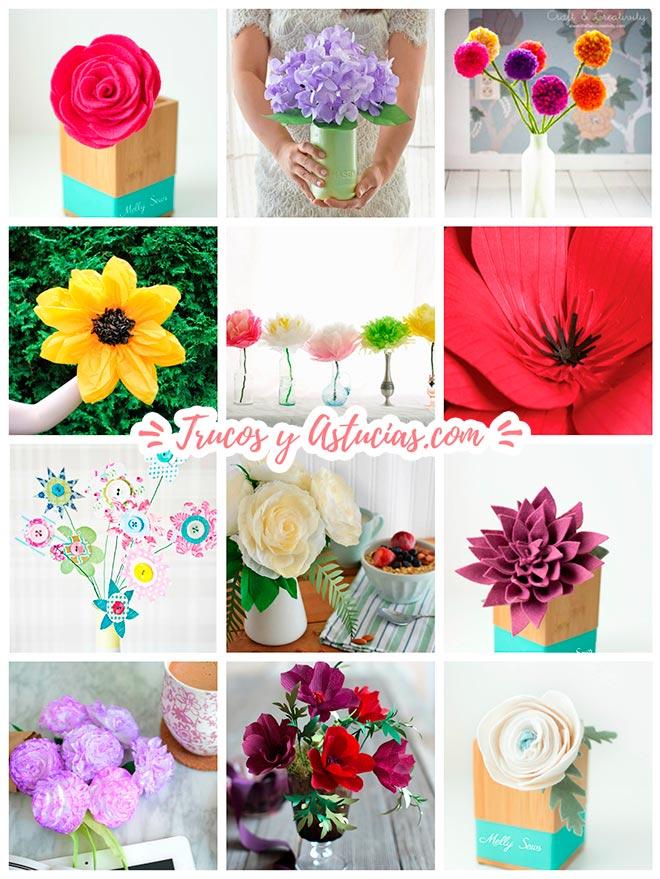 flores para tu casamiento hechas con manualidades diy: materiales papel, fieltro, tela