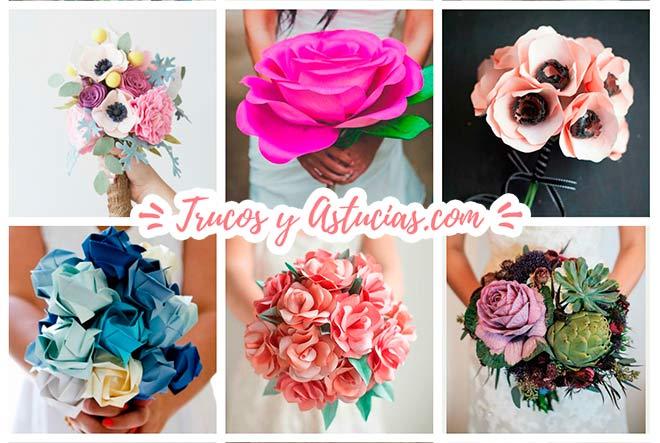 ramos de novia diy hechos con manualidades (papel, fieltro, ramos naturales)
