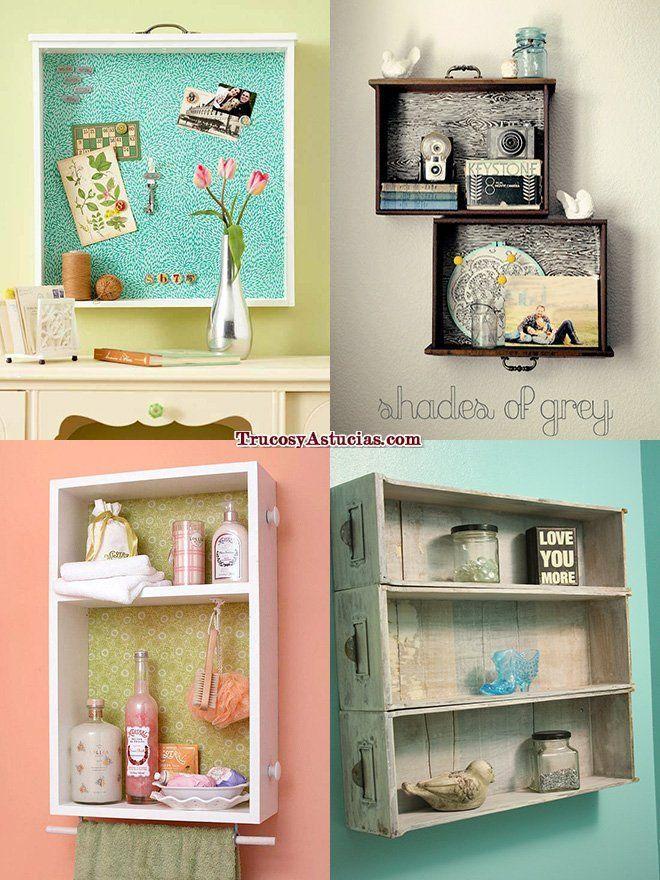 Reciclar cajones y convertirlos en estanterías