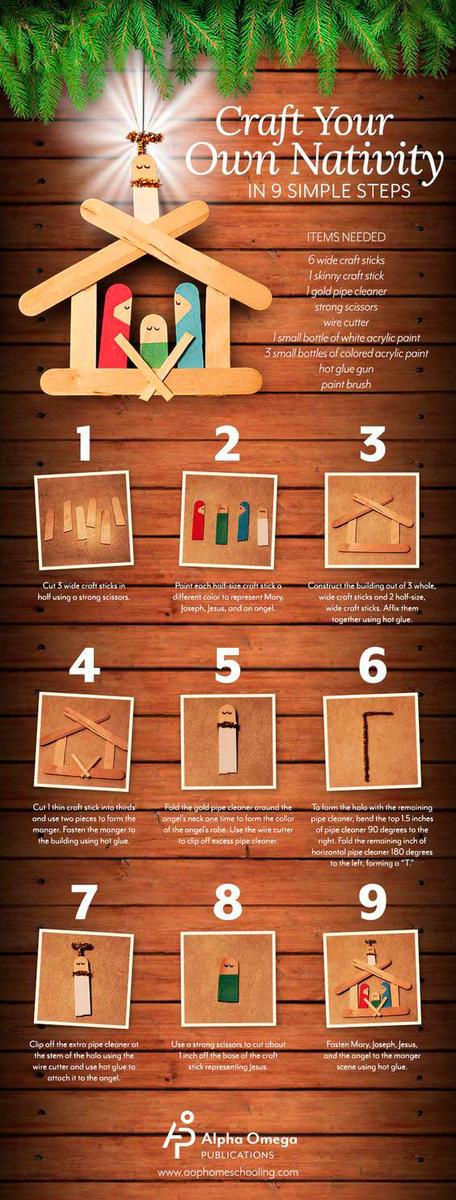 manualidad infantil pesebre móvil con palitos de madera