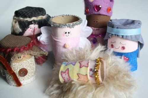 manualidad pesebre navideño reutilizando rollos de papel wc