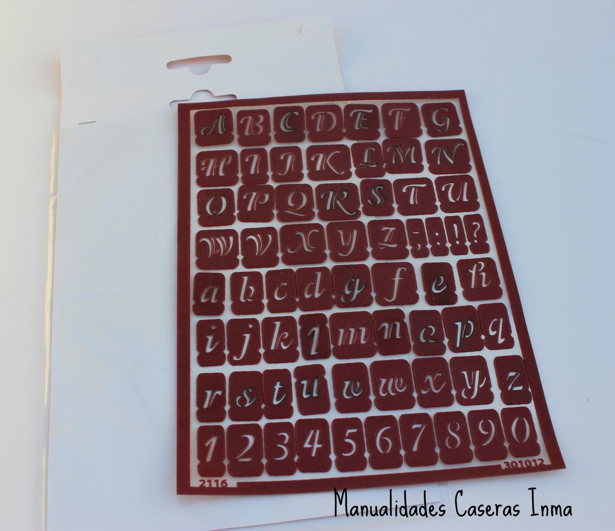 Manualidades Caseras Inma _Caja de madera_Stencil de letras