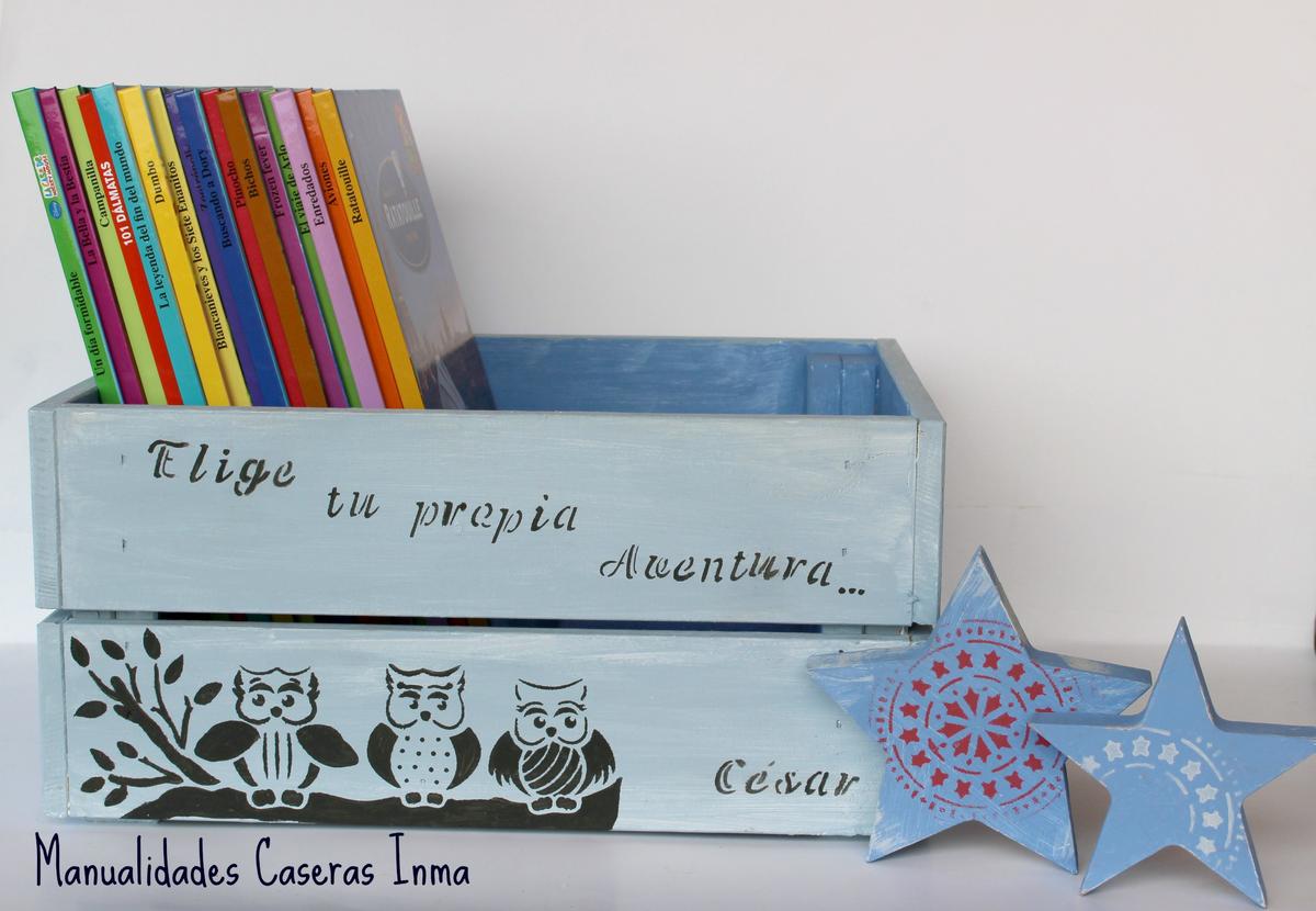 Manualidades Caseras Inma _Caja de madera para cuentos pintada con chalk paint