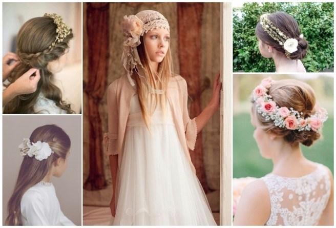 peinados infantiles con tocado