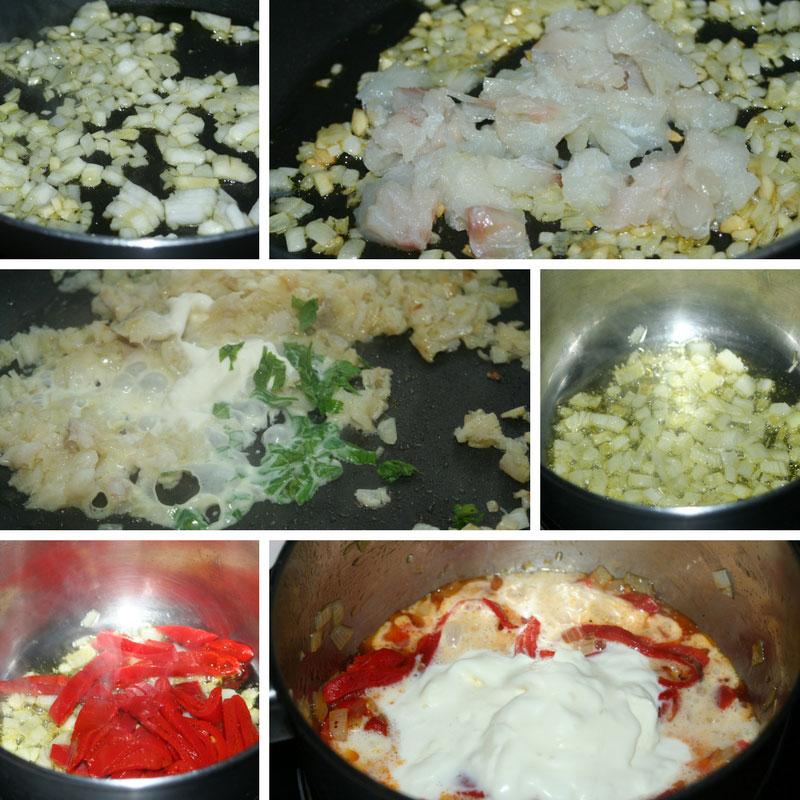 crepe de bacalao con salsa de piquillo receta