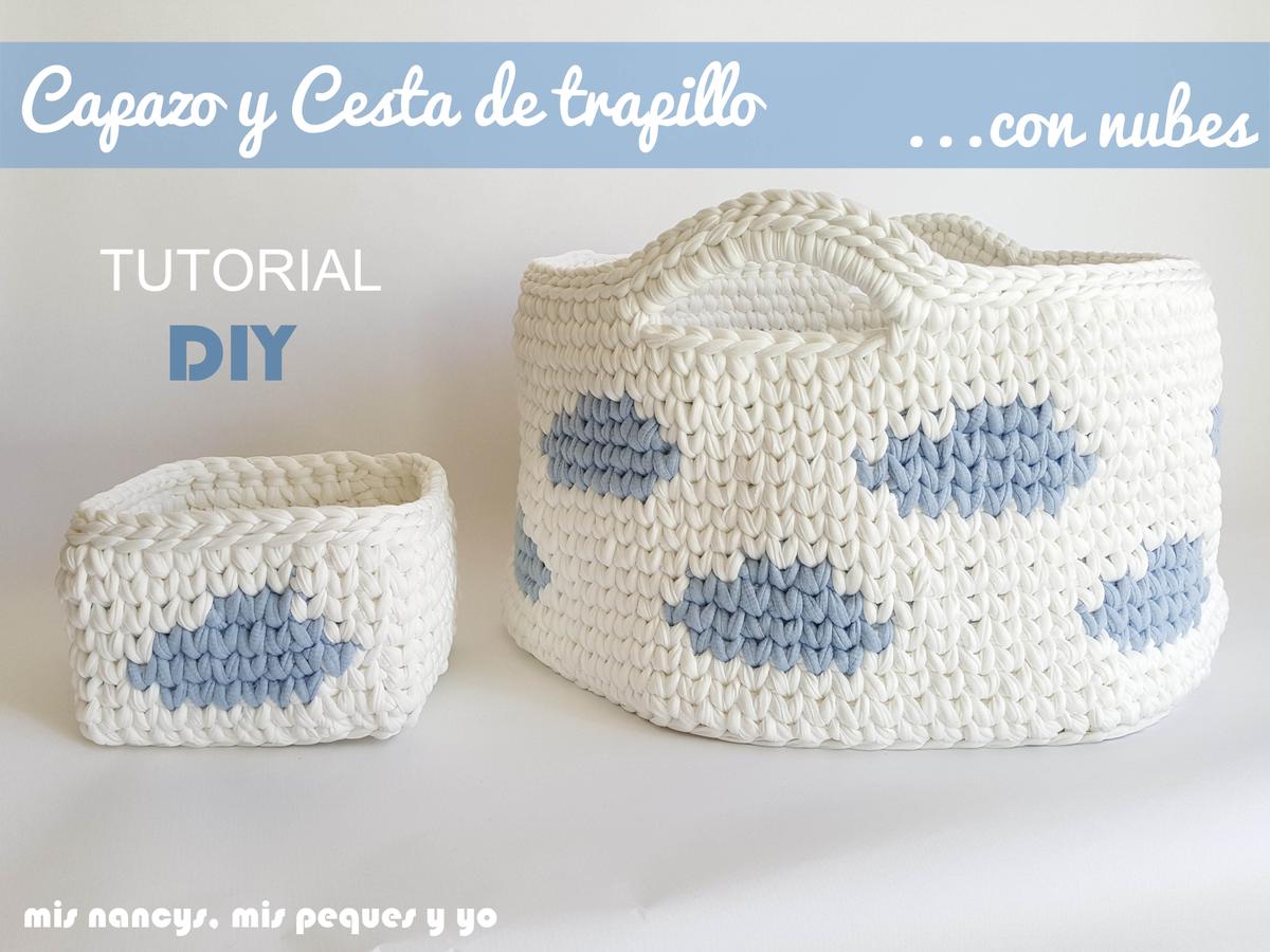 mis nancys, mis peques y yo, cesta y capazo de trapillo con nubes