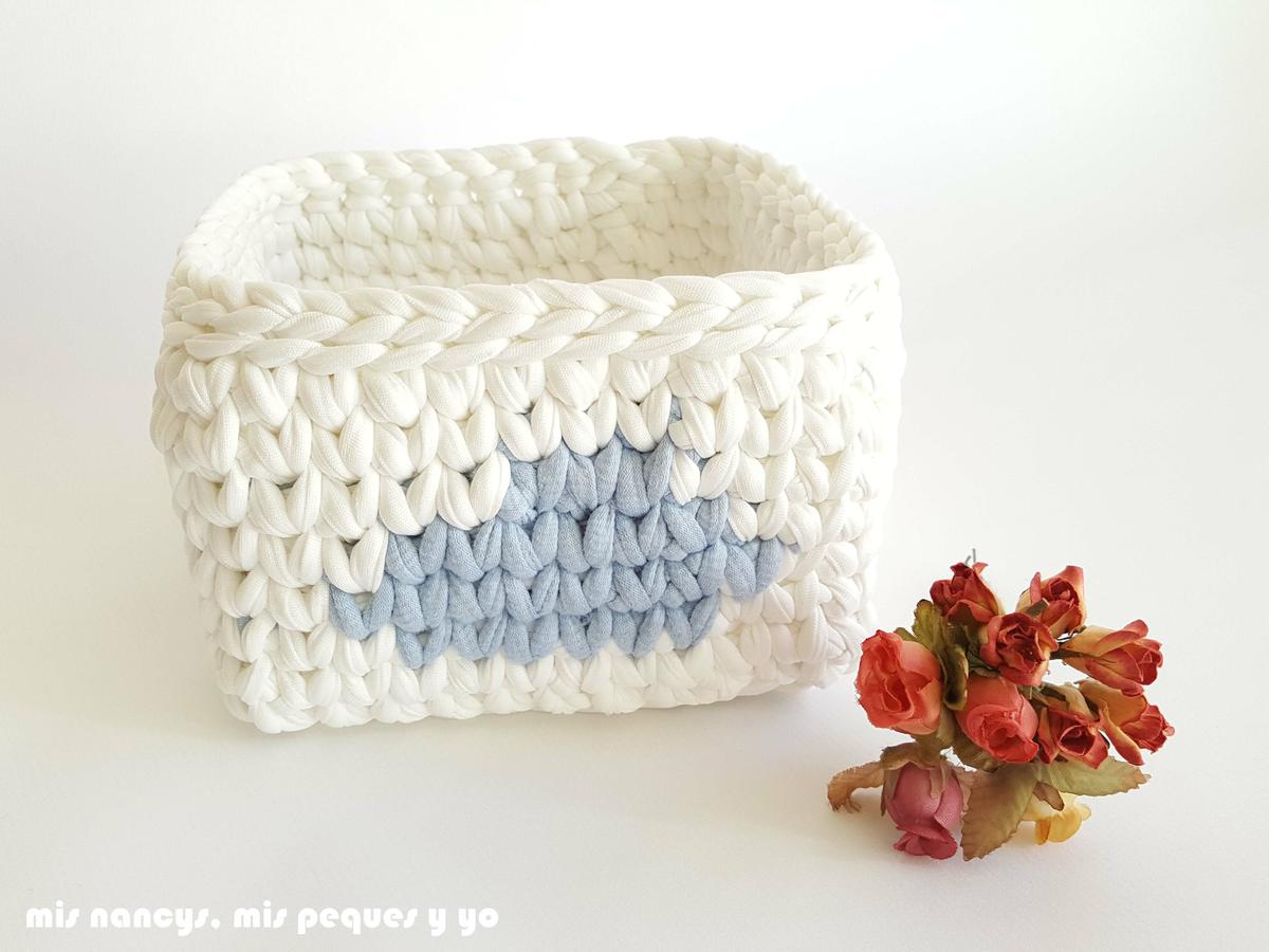 mis nancys, mis peques y yo, cesta y capazo de trapillo con nubes, cesta cuadrada de trapillo con nube