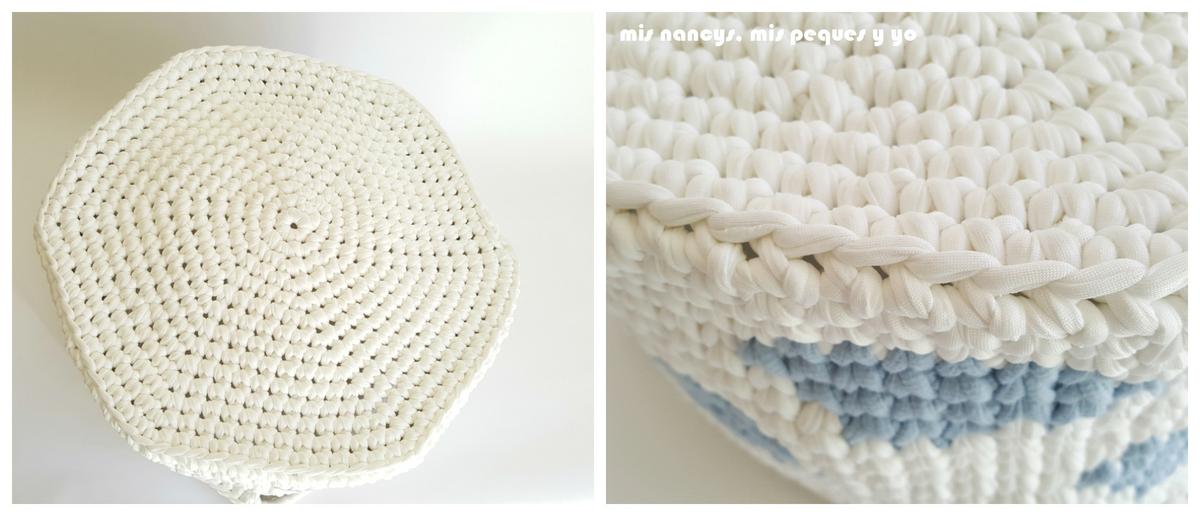 mis nancys, mis peques y yo, cesta y capazo de trapillo con nubes, detalle base capazo