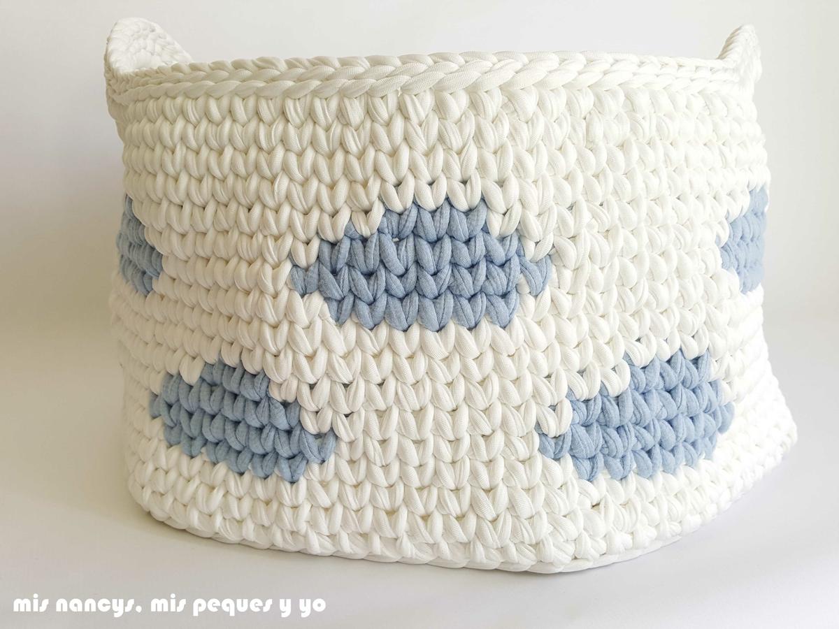 mis nancys, mis peques y yo, cesta y capazo de trapillo con nubes, capazo con nubes