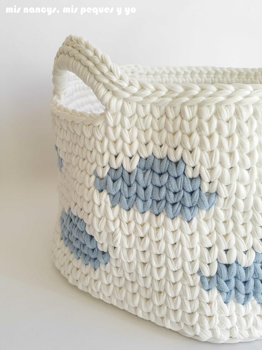 mis nancys, mis peques y yo, cesta y capazo de trapillo con nubes, capazo con nubes con asas