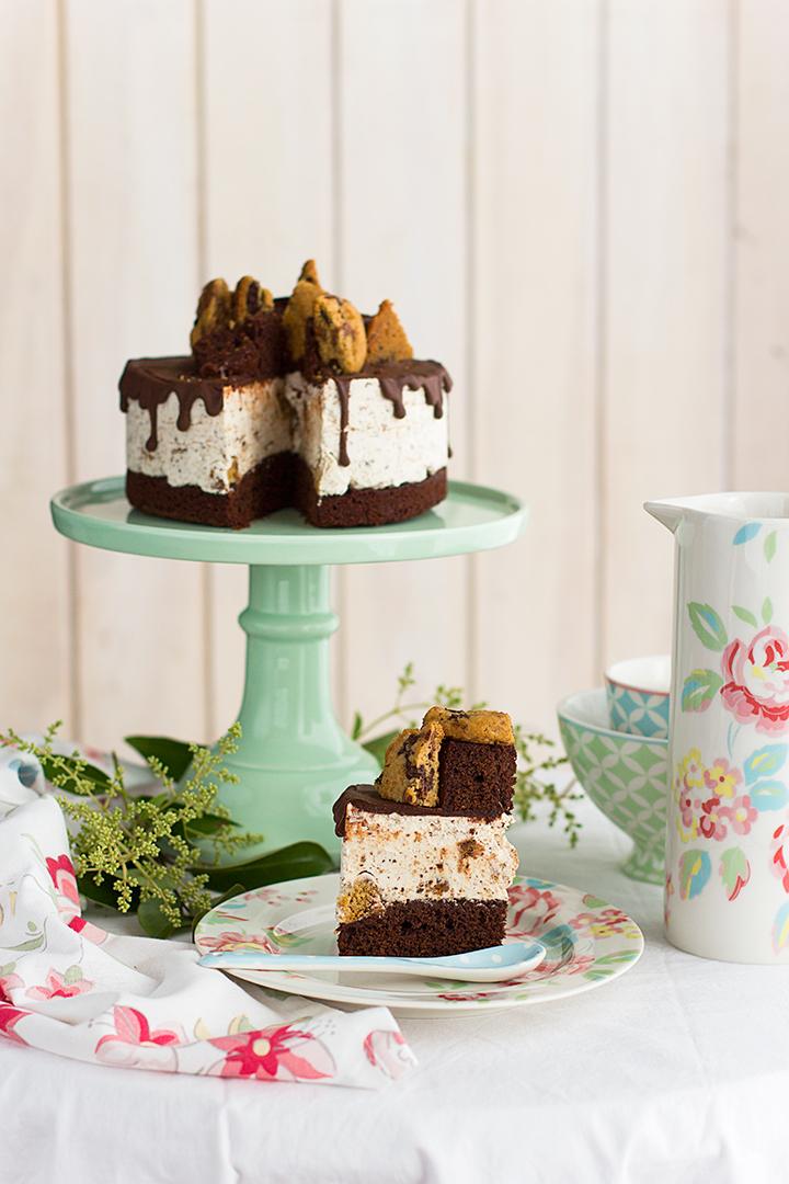 tarta helada de cookies y brownie