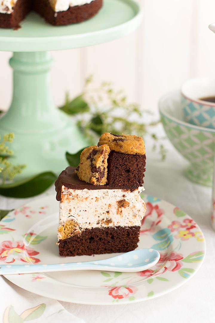 tarta helada de cookies y brownie
