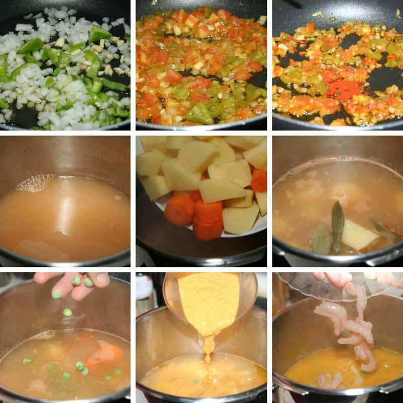 receta guiso de patatas y gambas